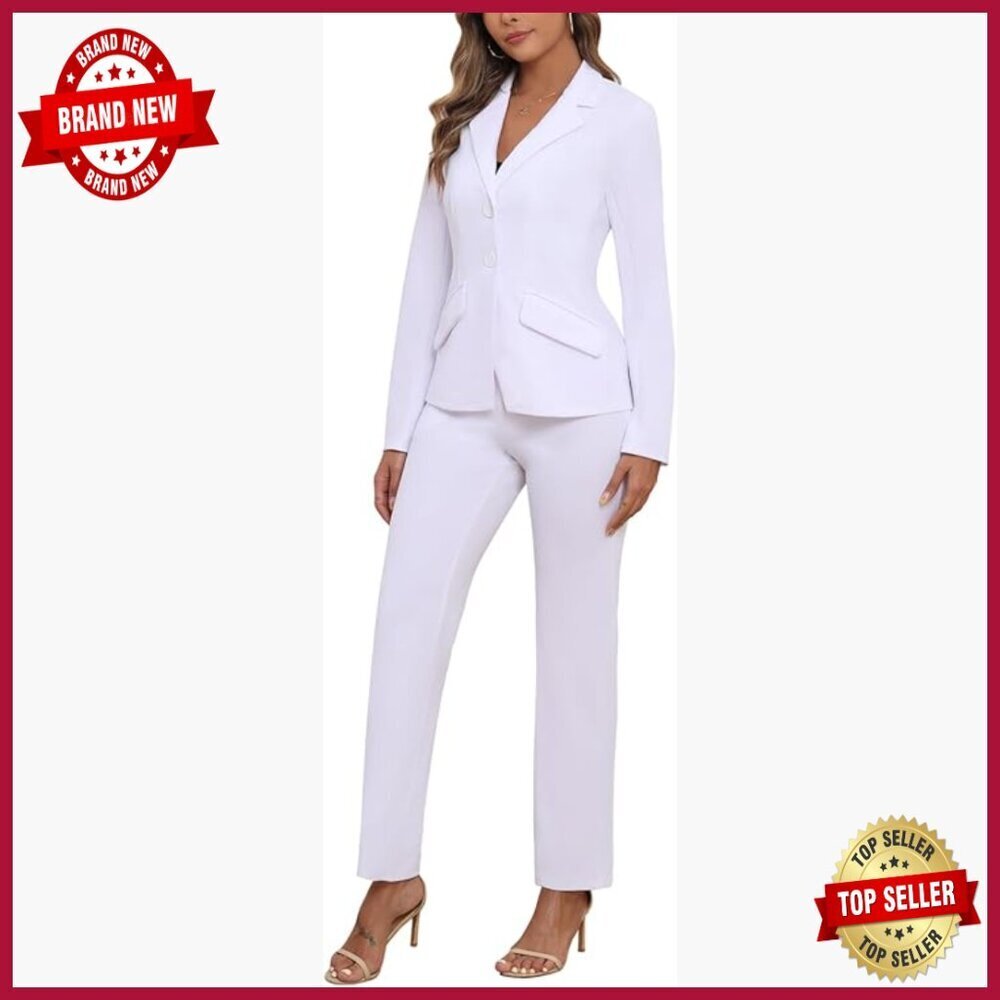 Modern Fitted 2-Piece Blazer Pant Suit Set Long Sleeve Business Office Wear